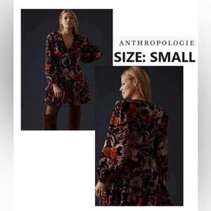 Anthropologie, Women’s Pilcro Tiered Corduroy Dress - Black Motif. Size: S. NWT